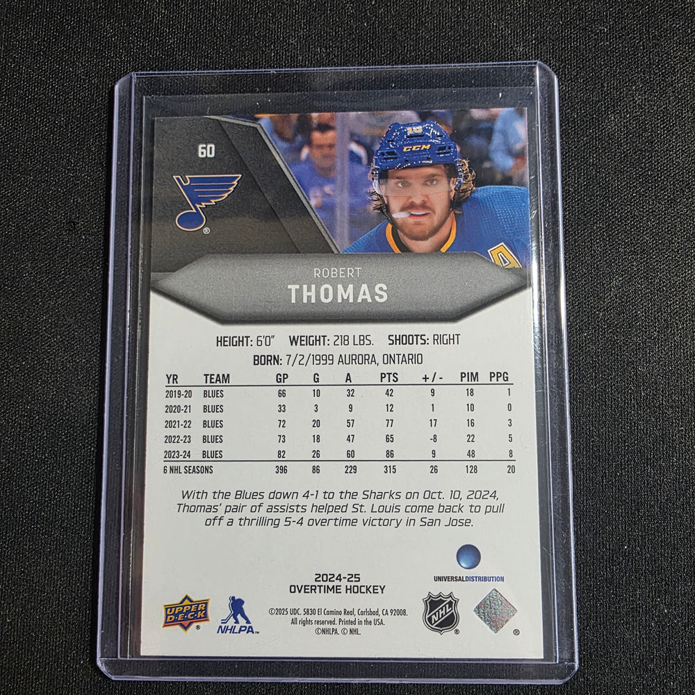 2024-25 UD Overtime Hockey Blue #60 Robert Thomas 61/99 St Louis Blues