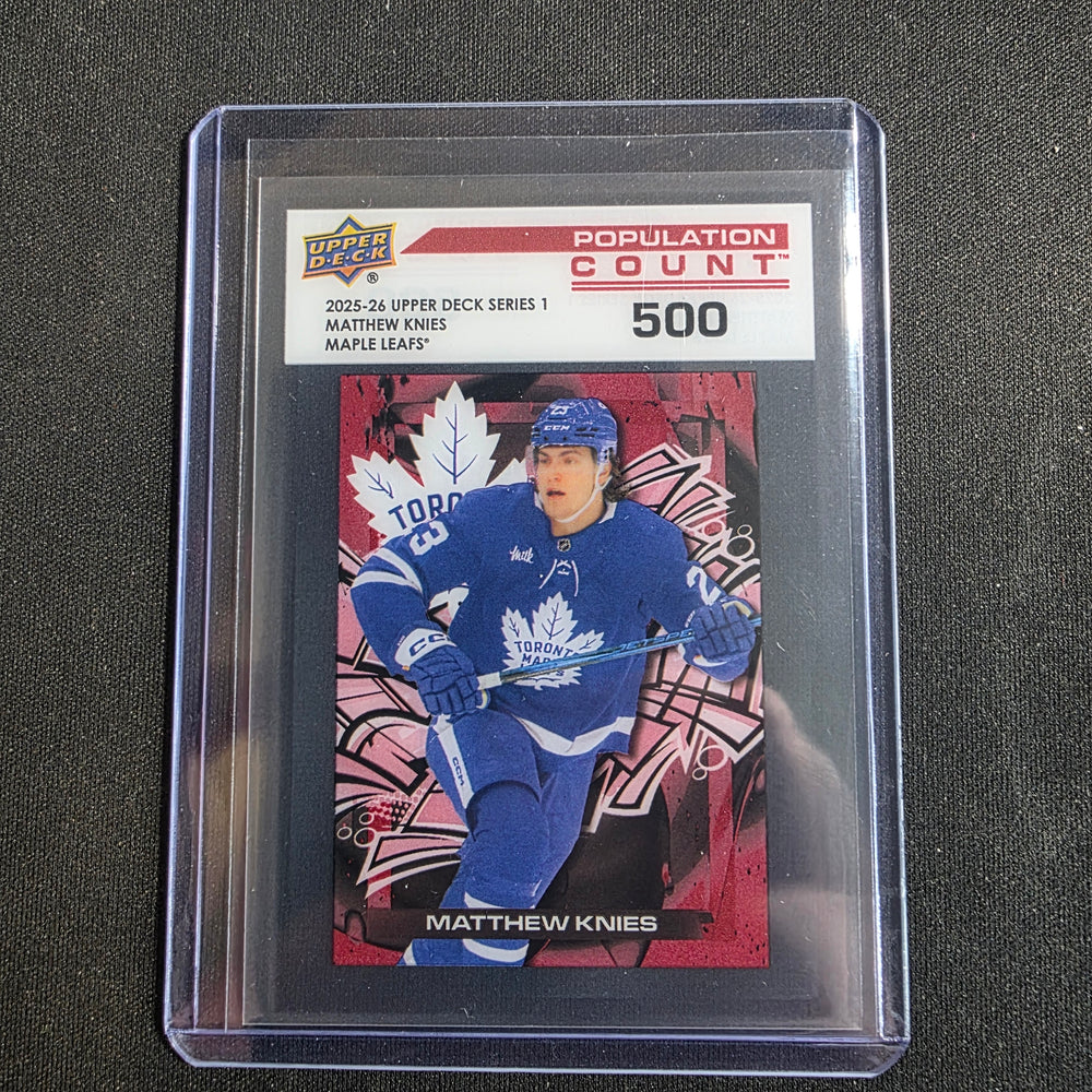 2025-26 Upper Deck Series 1 Population Count 500 Matthew Knies Maple Leafs