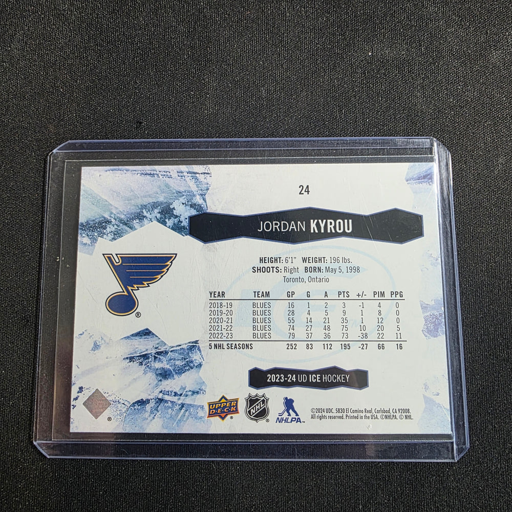 2023-24 Upper Deck Ice Black & White #77 Jordan Kyrou 96/99 St. Louis Blues