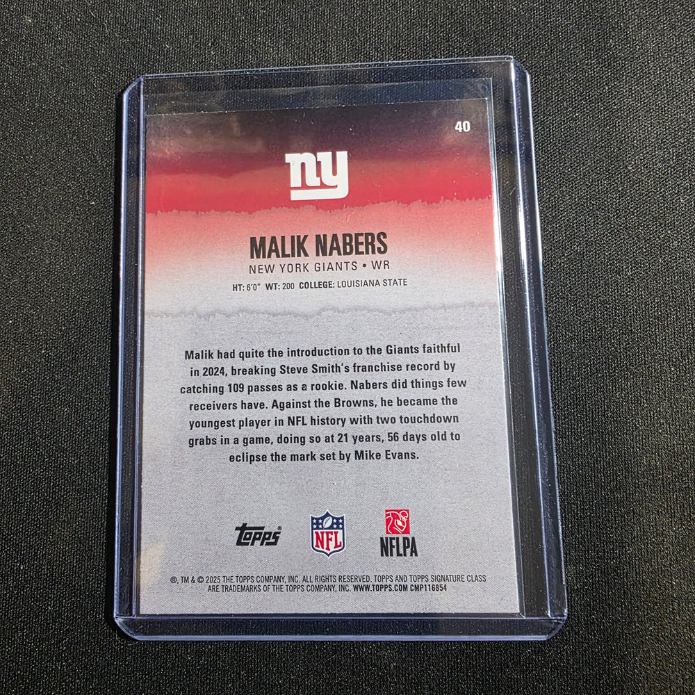 2025 Topps Signature Class Football Malik Nabers #40 Giants