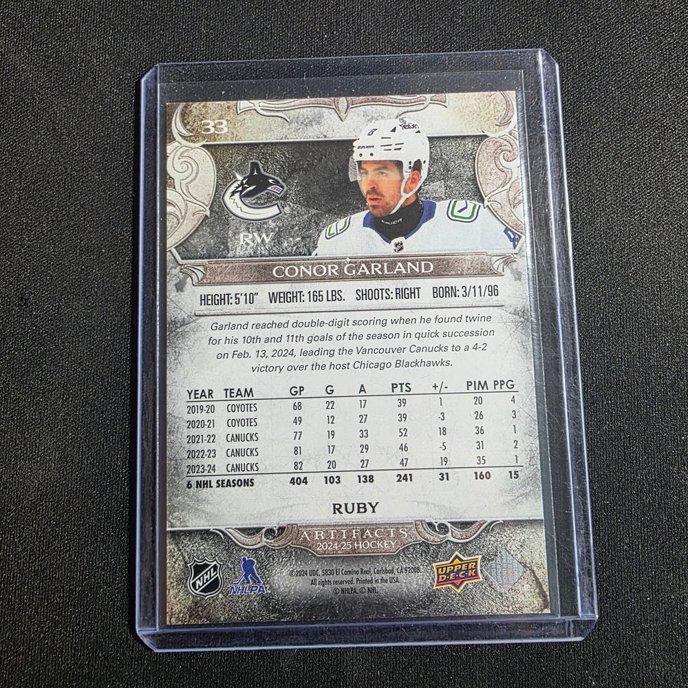 2024-25 Upper Deck Artifacts Ruby #45 Conor Garland 466/499 Vancouver Canucks