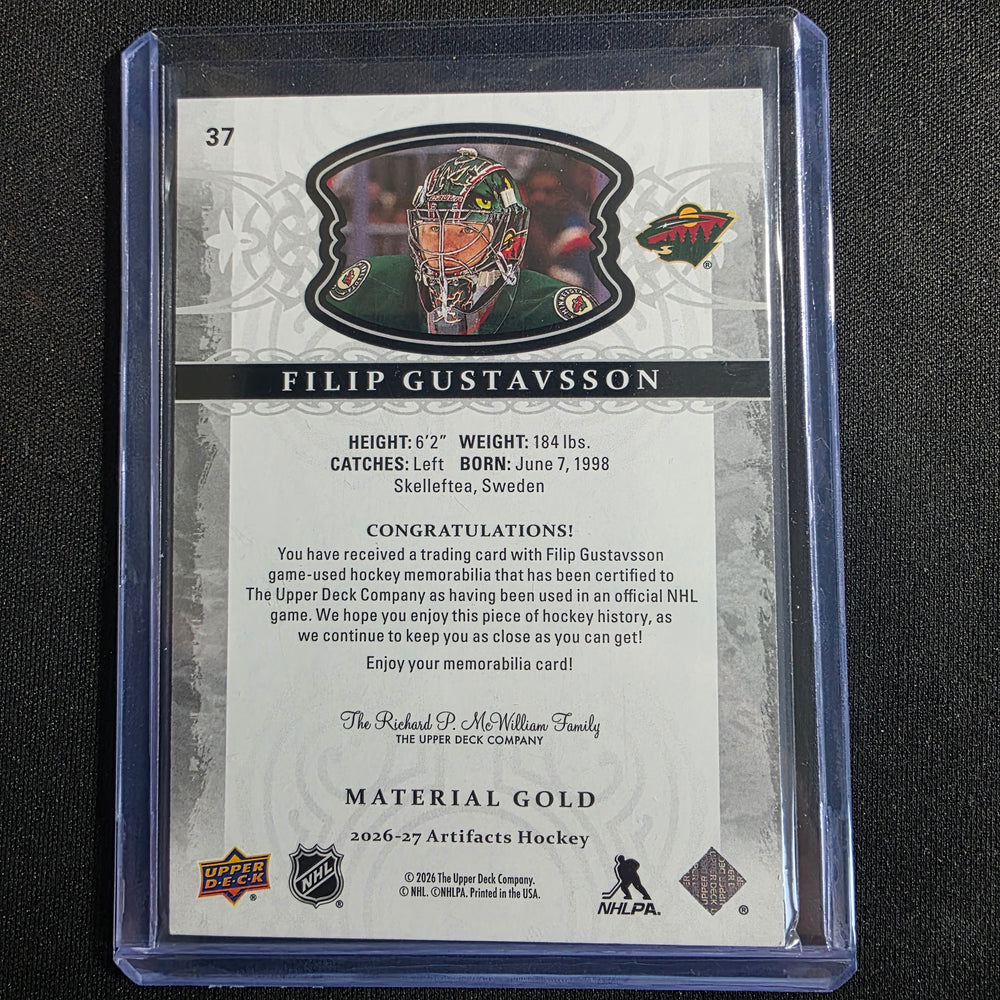 2026-27 Upper Deck Artifacts Dual Jersey Filip Gustavsson 221/249 Minnesota Wild