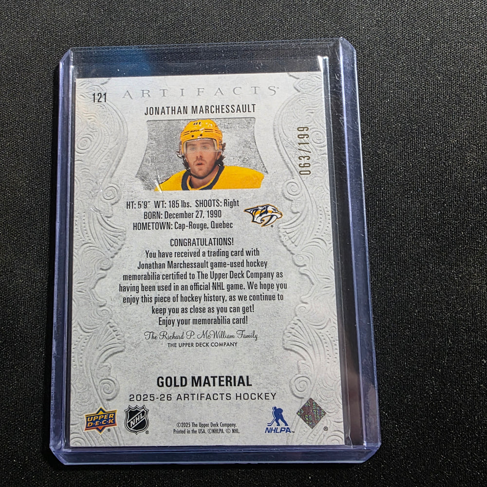 2025-26 Upper Deck Artifacts - Gold Materials Jonathan Marchessault /199
