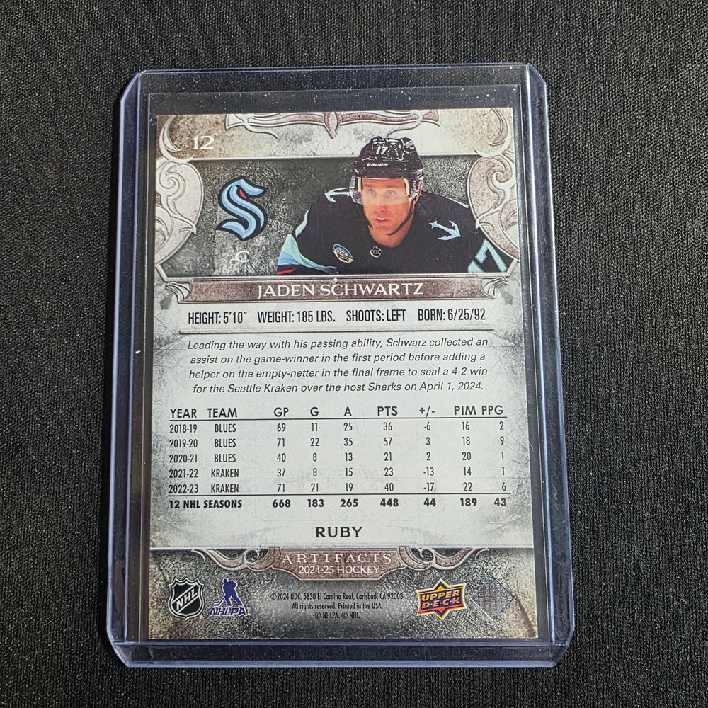 2024-25 Upper Deck Artifacts Ruby #XX Jaden Schwartz 103/499 Seattle Kraken