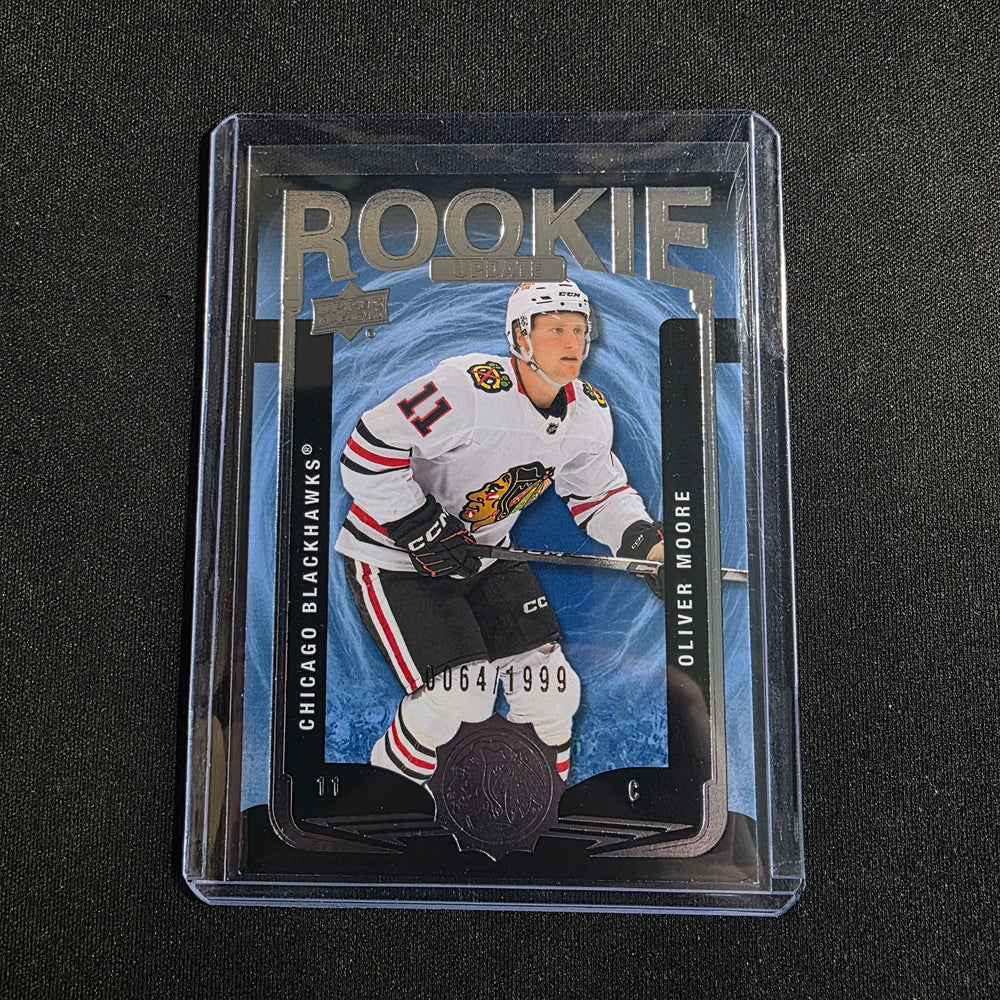 2024-25 Upper Deck Rookie Update Oliver Moore 0064/1999 RC Chicago Blackhawks