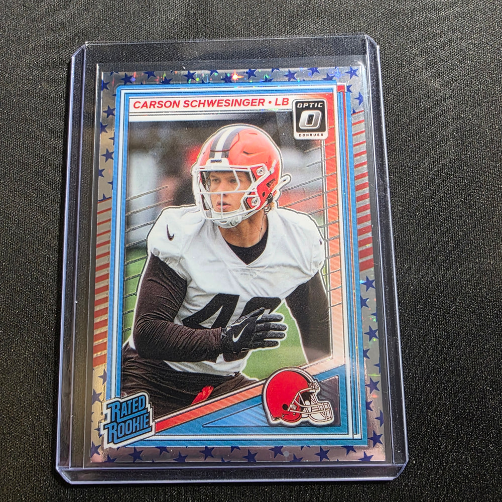 Carson Schwesinger 2025 Donruss Optic Rated Rookie #217 STARS Parallel SSP ROTY