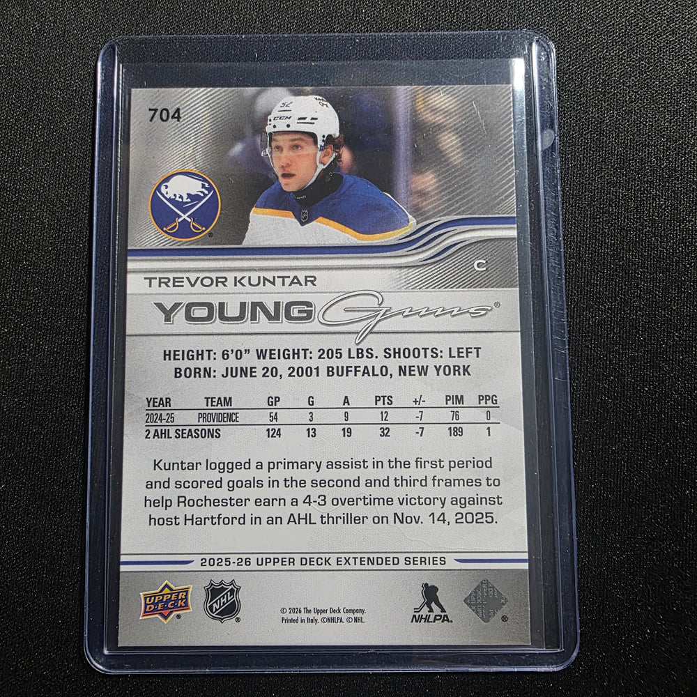 2025-26 UD Extended Trevor Kuntar Young Guns #704 Buffalo Sabres