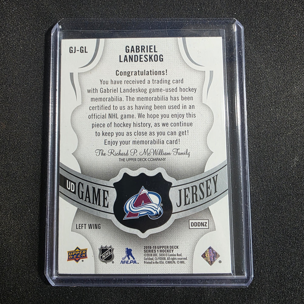 2023-24 Upper Deck UD Game Jersey Gabriel Landeskog Colorado Avalanche