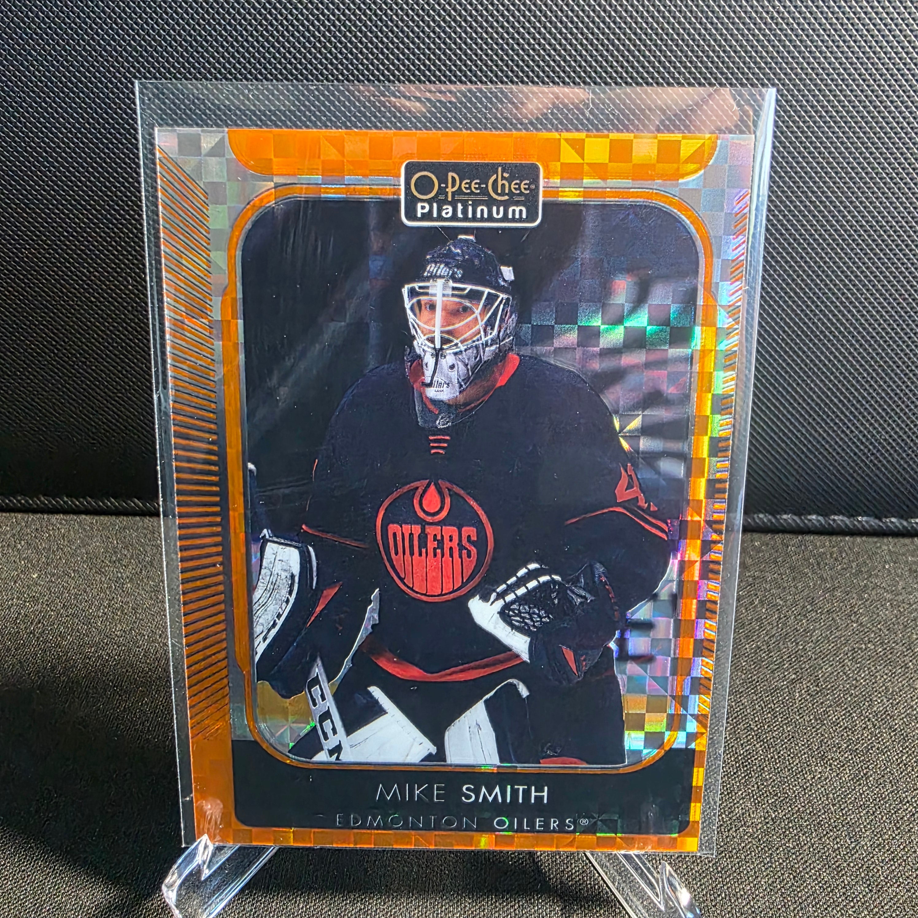 2021-22 O-Pee-Chee Platinum Orange Checkers 78 Mike Smith /25 Edmonton Oilers