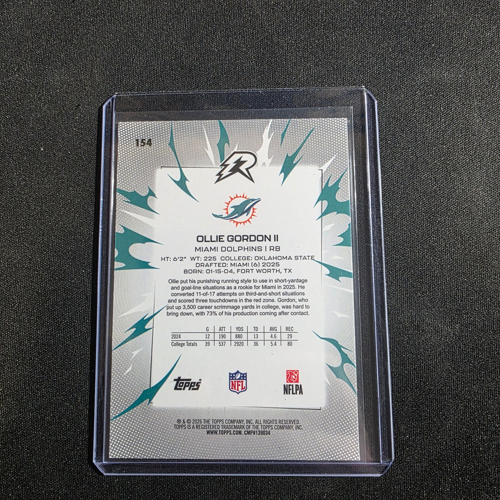 2025 Topps Resurgence Ollie Gordon II #154 Yellow Surge Refractor /225 Dolphins