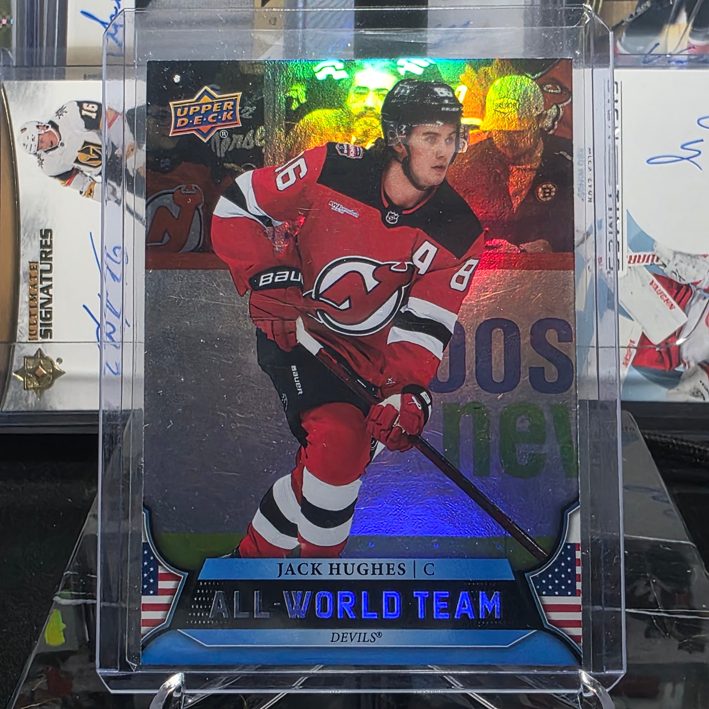 2025-26 Upper Deck Extended Series Jack Hughes All-World Team #AWT-15 (New Jersey Devils)