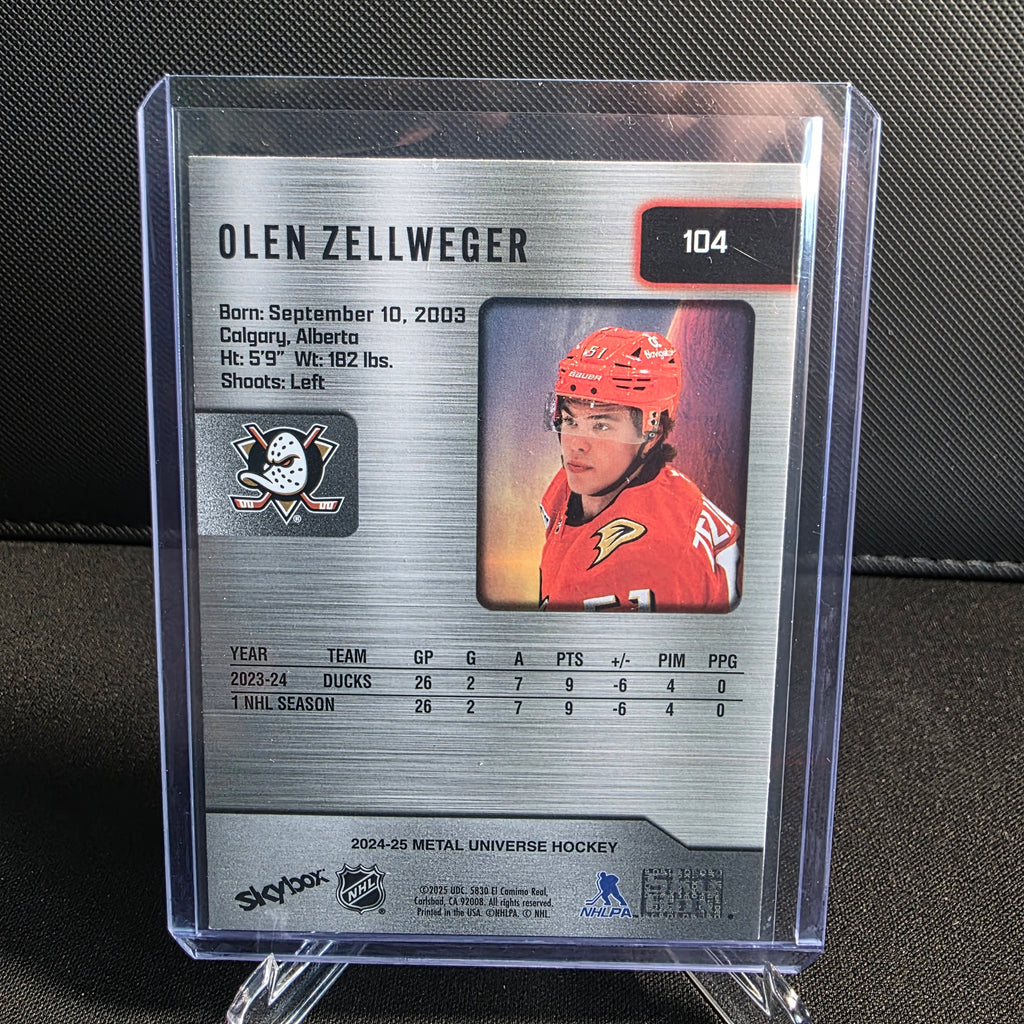 2024-25 Skybox Metal Universe 104 Olen Zellweger Rookie Anaheim Ducks