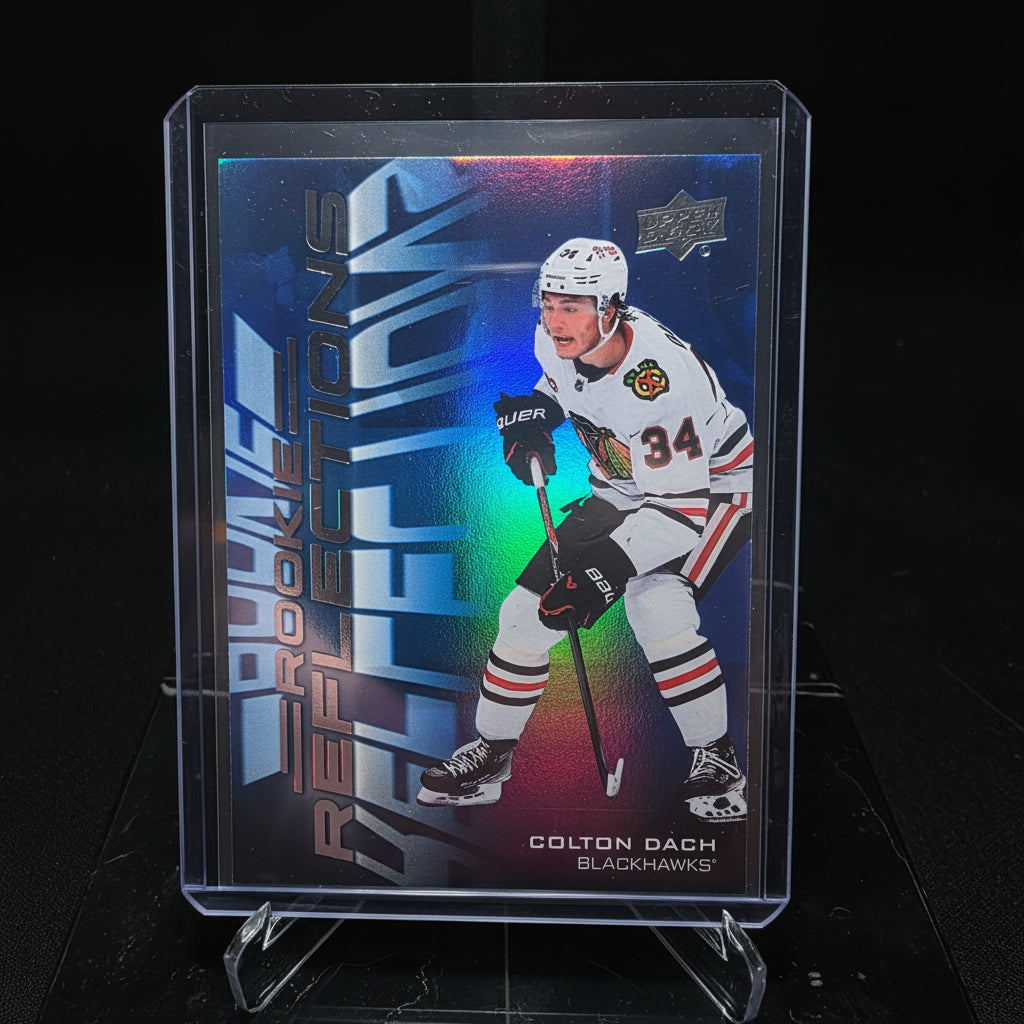 2025-26 Upper Deck Extended Series Colton Dach #RR-7 Rookie Reflections Chicago Blackhawks