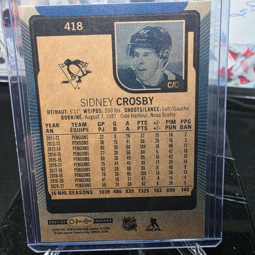 2021-22 O-Pee-Chee Sidney Crosby #418 Blue Border Pittsburgh Penguins