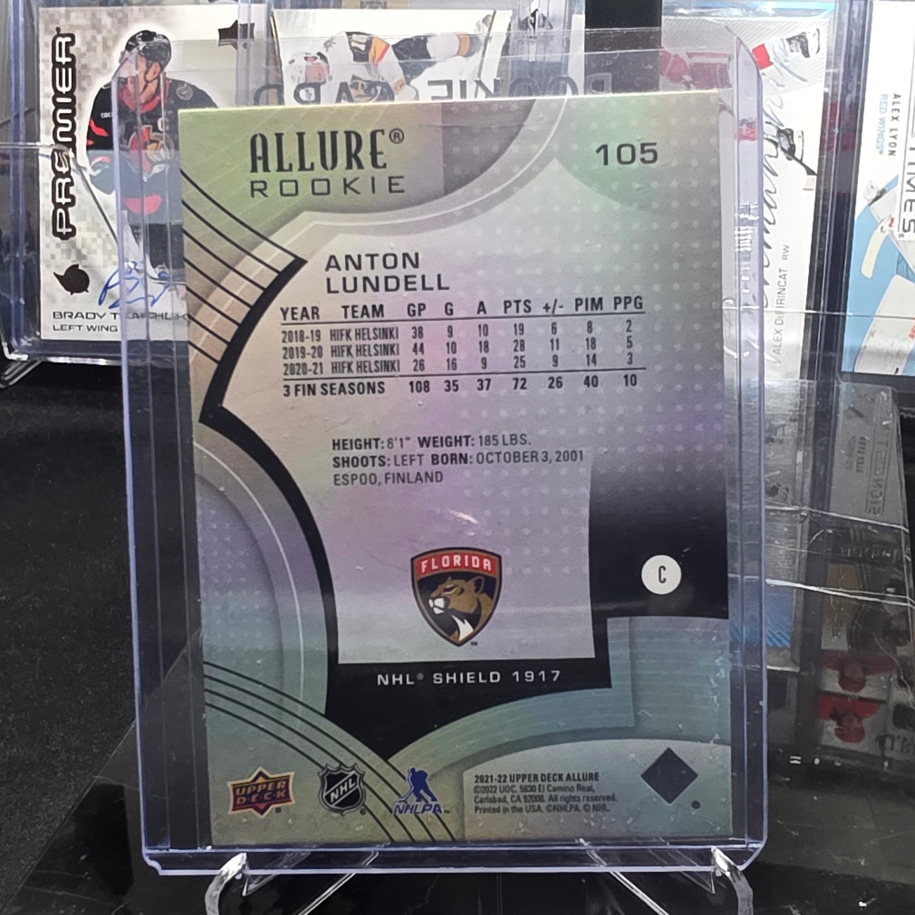 2021-22 Upper Deck Allure Anton Lundell #105 Rookie Florida Panthers