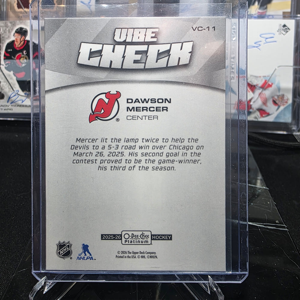 2025-26 O-Pee-Chee Platinum Vibe Check VC-11 Dawson Mercer New Jersey Devils