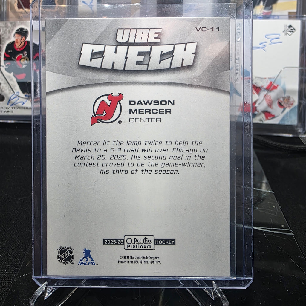 2025-26 O-Pee-Chee Platinum Vibe Check VC-11 Dawson Mercer New Jersey Devils