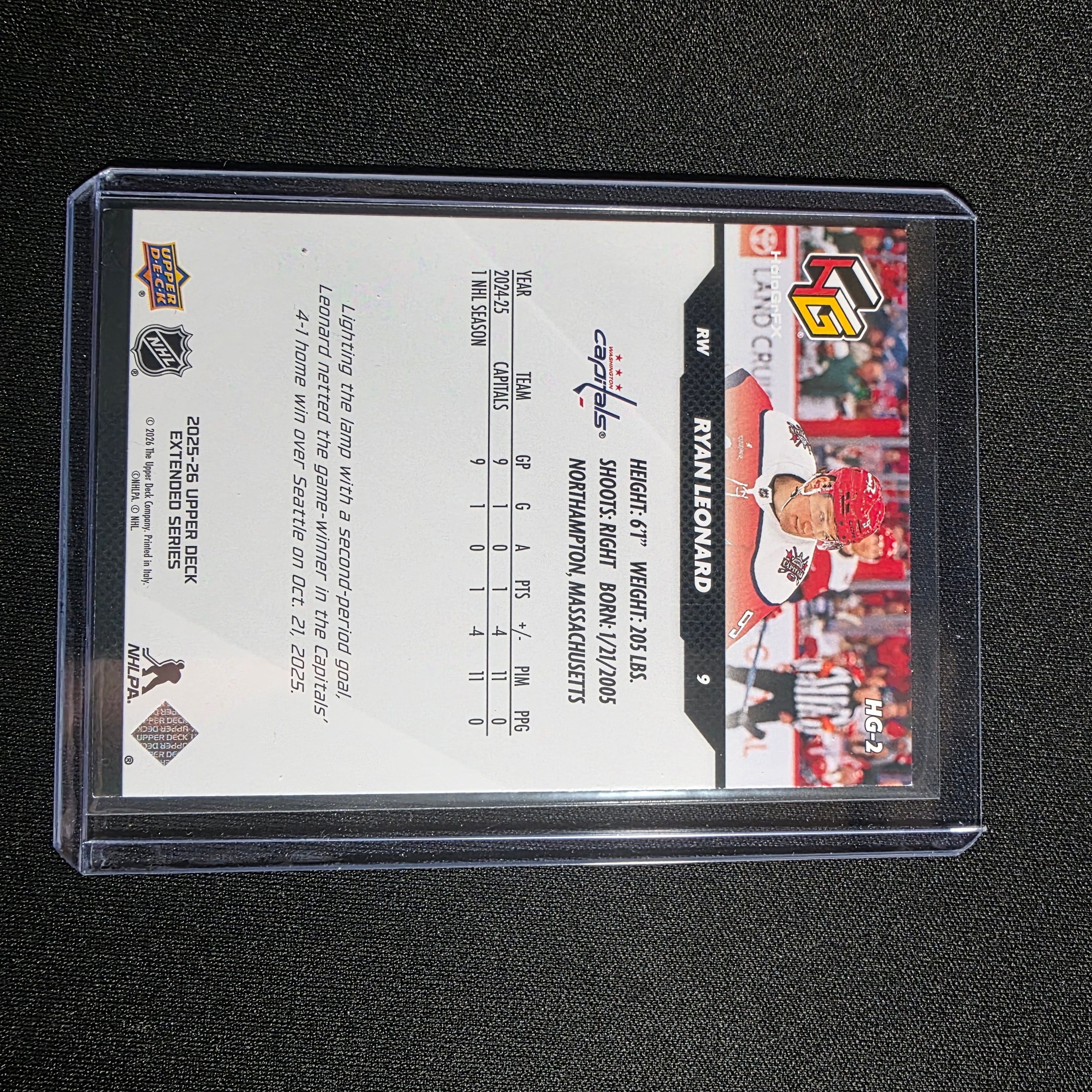 2025-26 UD Extended Series - Ryan Leonard HoloGrFX HG-2 Capitals