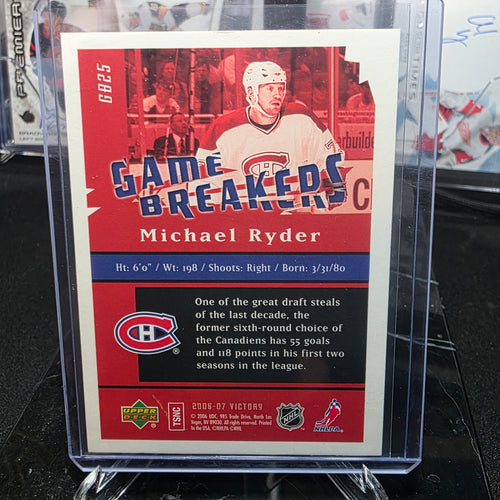 2006-07 Upper Deck Victory GB25 Game Breakers Michael Ryder Montreal Canadiens