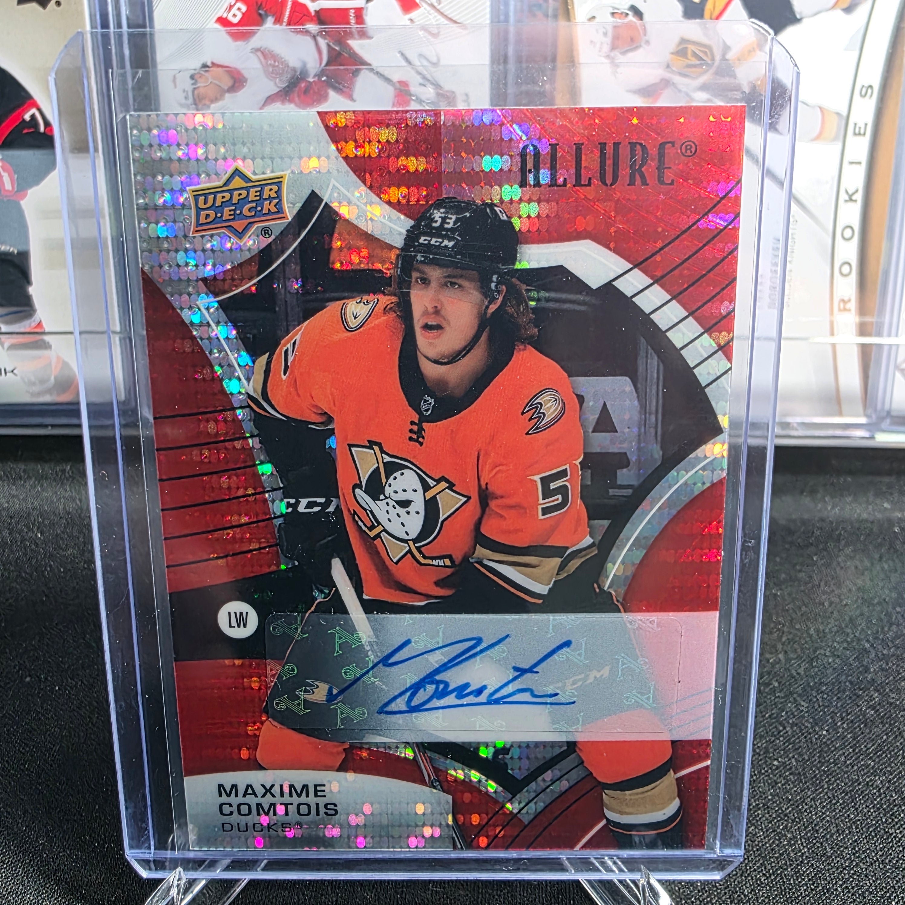 2021-22 Upper Deck Allure Maxime Comtois #25 Red Rainbow Autograph Anaheim Ducks