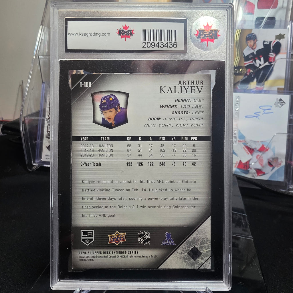 2020-21 Upper Deck Extended T-100 Arthur Kaliyev '05-06 Upper Deck Tribute RC Los Angeles Kings KSA 10