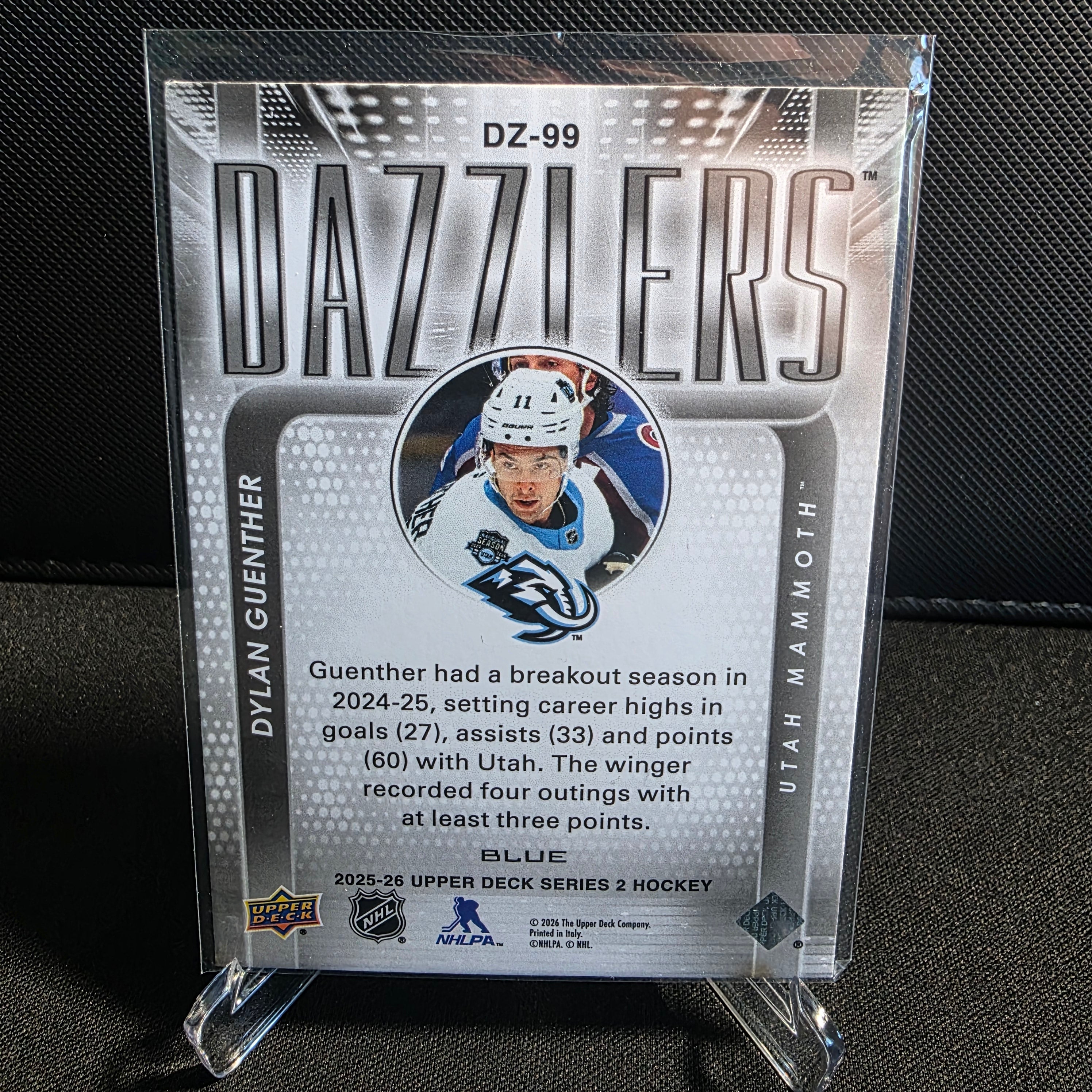 2025-26 Upper Deck Series 2 Dazzlers Blue DZ-99 Dylan Guenther Utah Mammoth