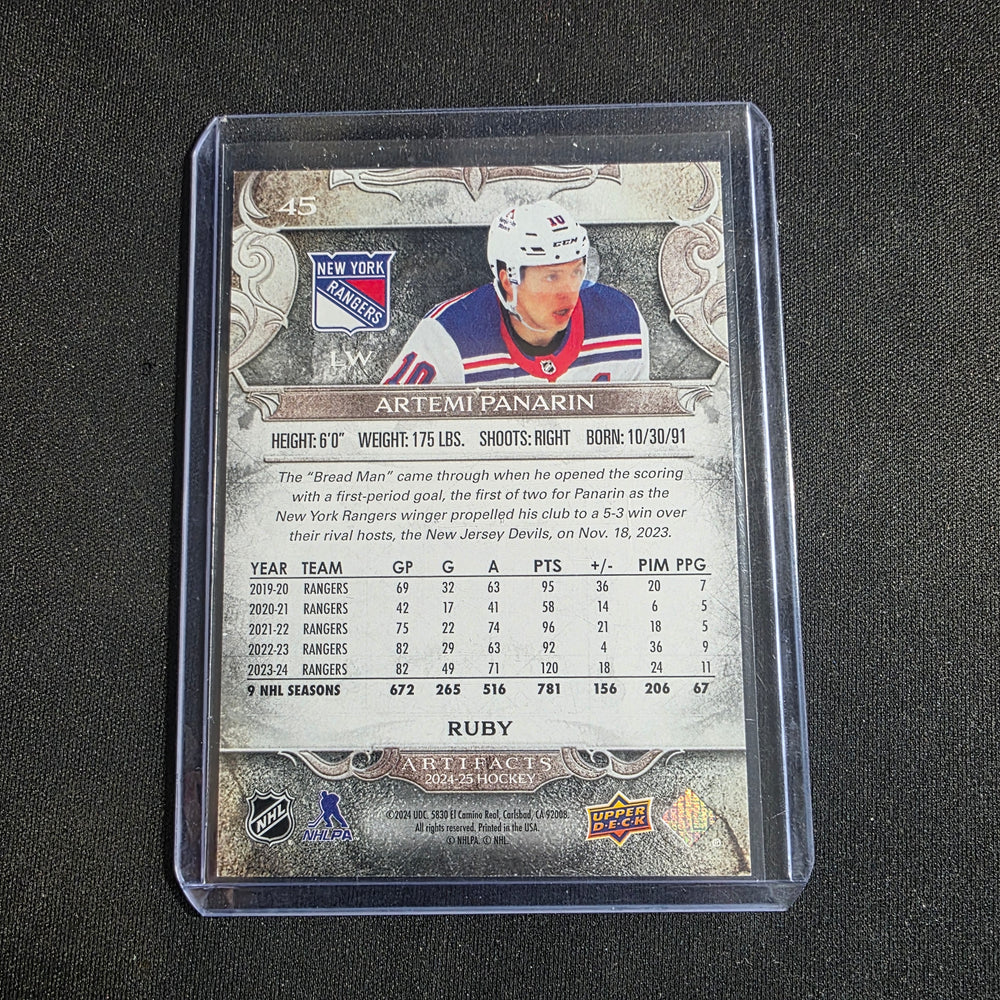 2024-25 UD Artifacts Ruby #45 Artemi Panarin New York Rangers
