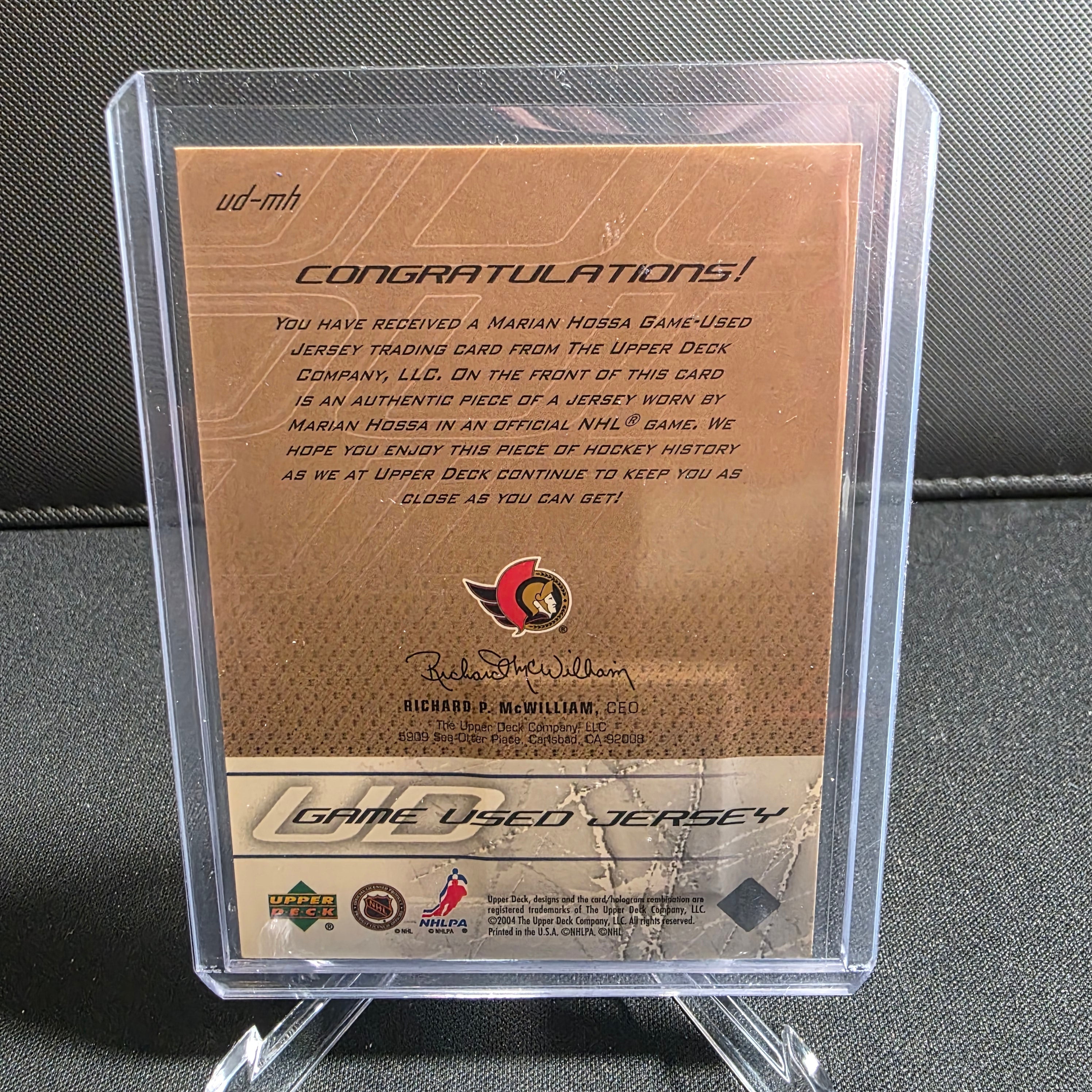 2004-05 Upper Deck UD Game Used Jersey Marian Hossa UD-MH Senators