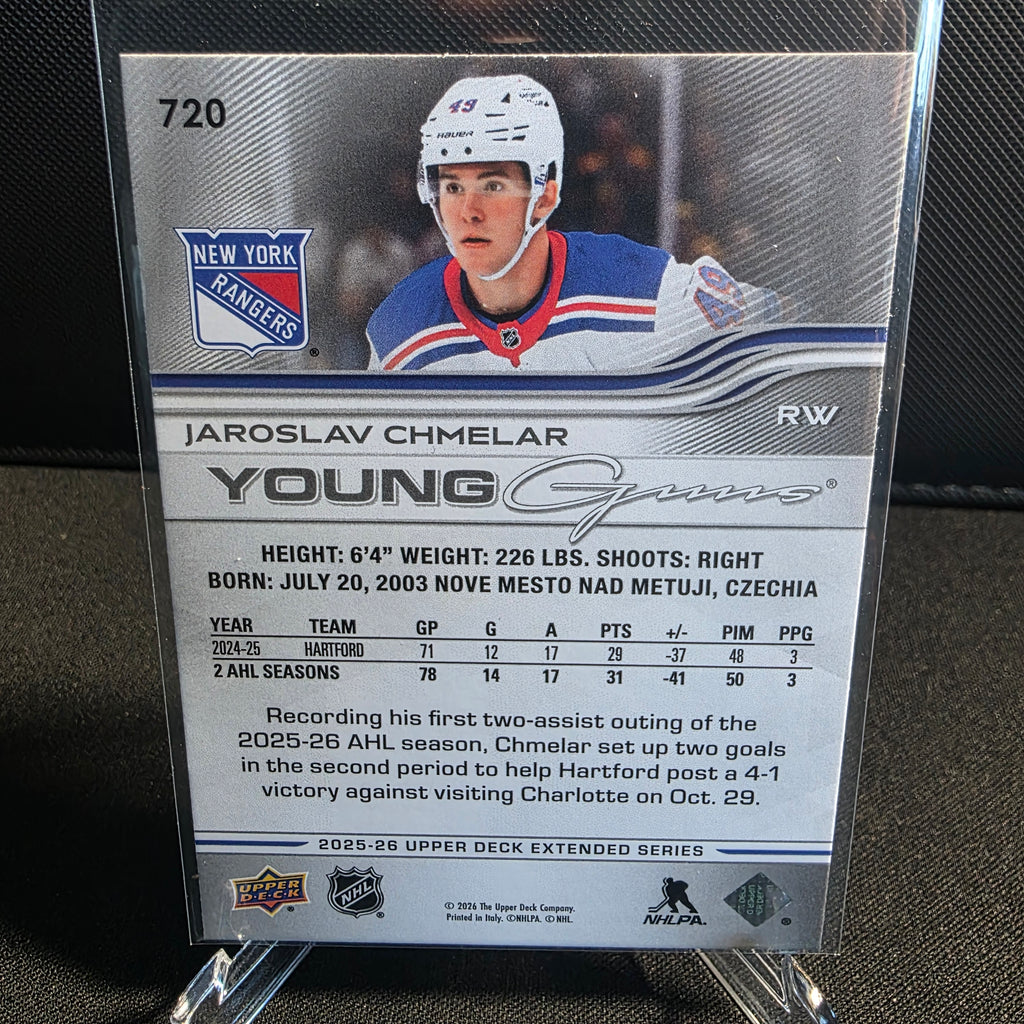 2025-26 Upper Deck Extended Series 720 Jaroslav Chmelar Young Guns New York Rangers