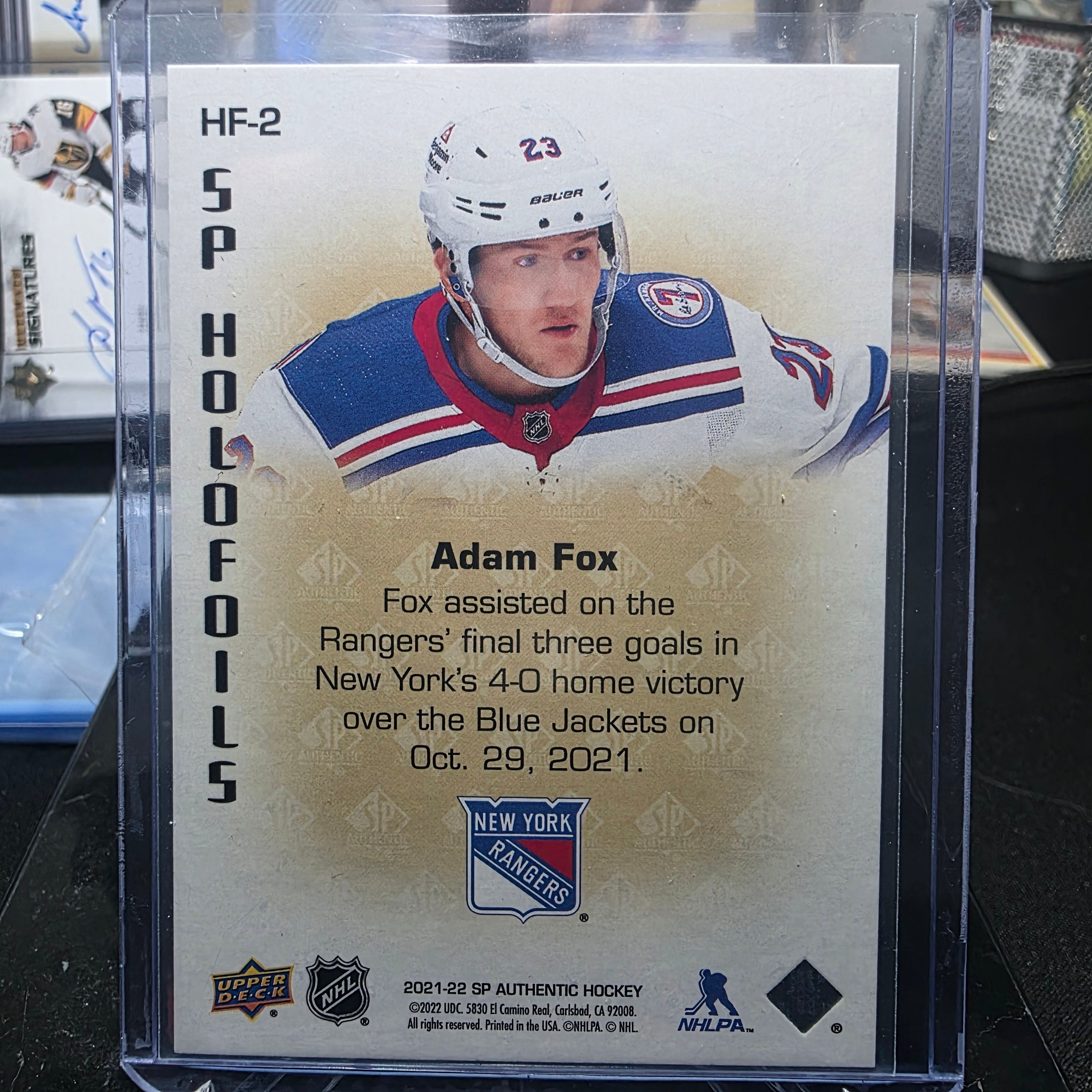 2021-22 SP Authentic Hockey Adam Fox SP Holofails #HF-2 (New York Rangers)