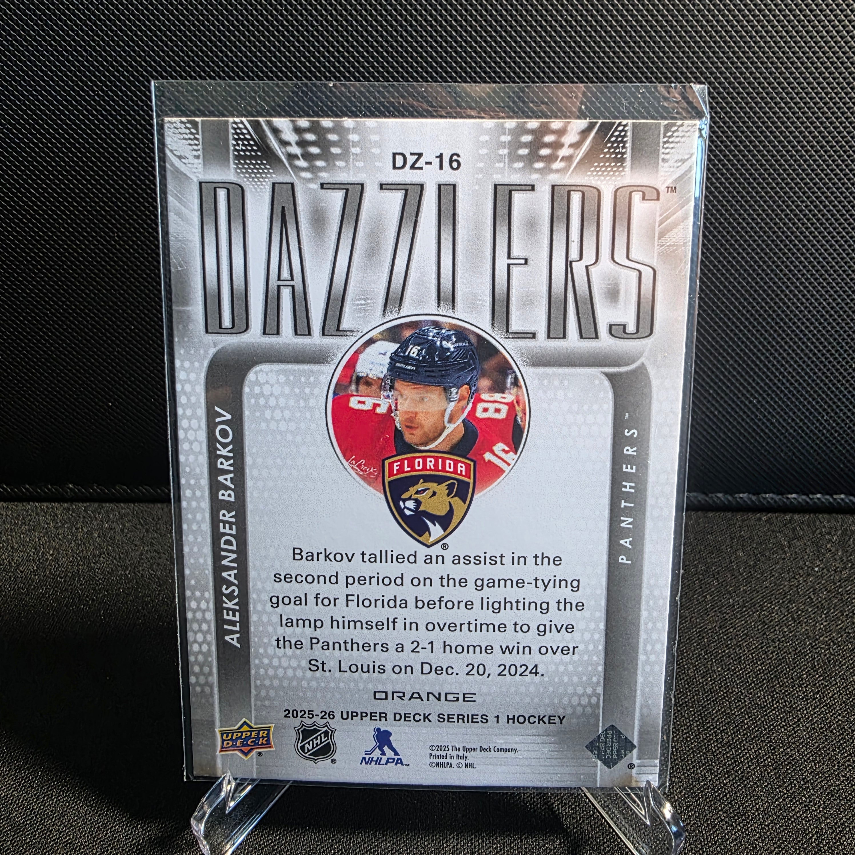 2025-26 Upper Deck Series 1 Dazzlers Orange DZ-16 Aleksander Barkov Florida Panthers