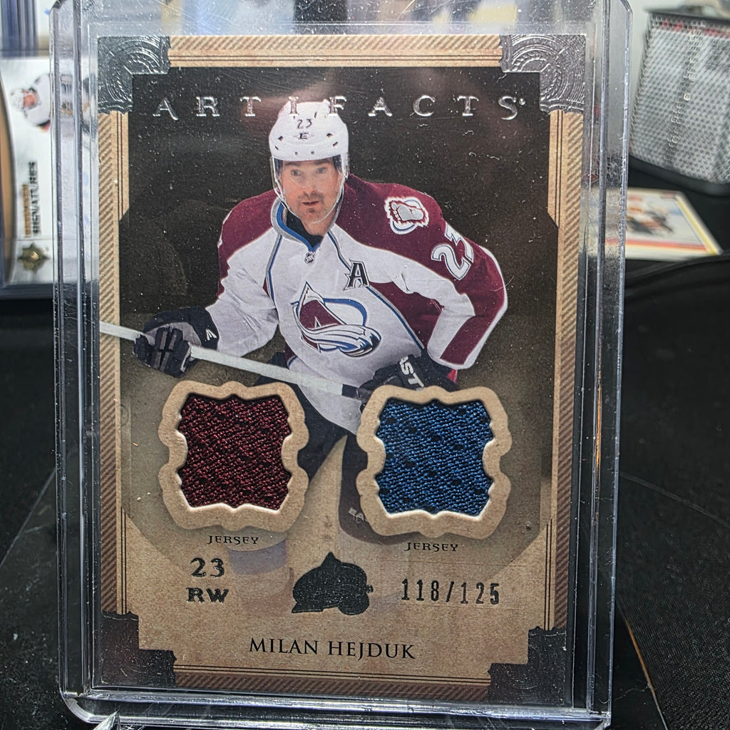 2013-14 Upper Deck Artifacts Milan Hejduk Dual Jersey Patch #118/125 (Colorado Avalanche)