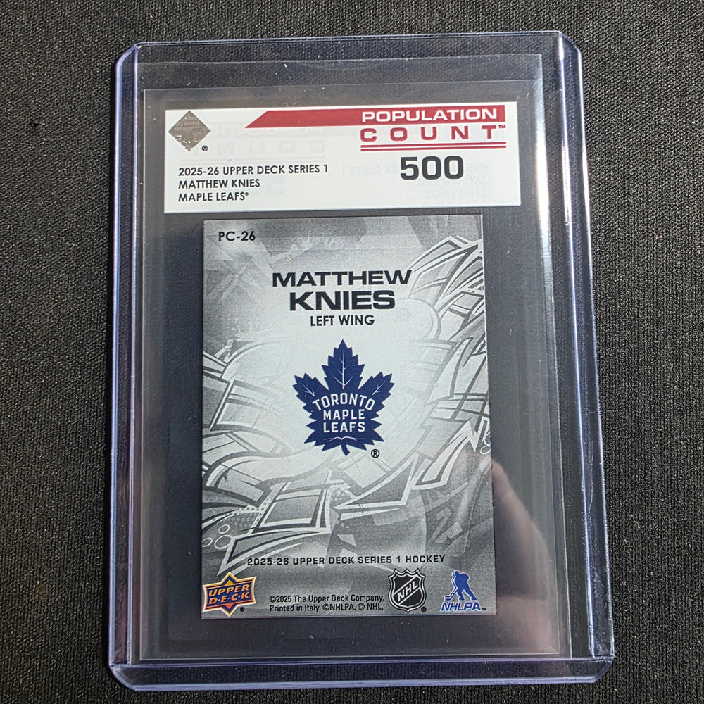 2025-26 Upper Deck Series 1 Population Count 500 Matthew Knies Maple Leafs
