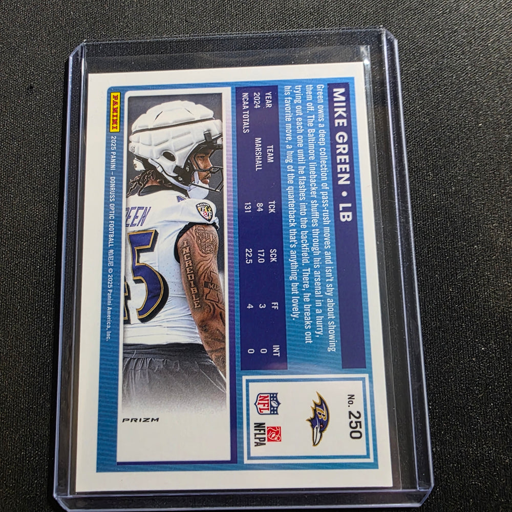 2025 Panini Donruss Optic - Rated Rookie Mike Green #250 Blue Scope Prizm (RC)