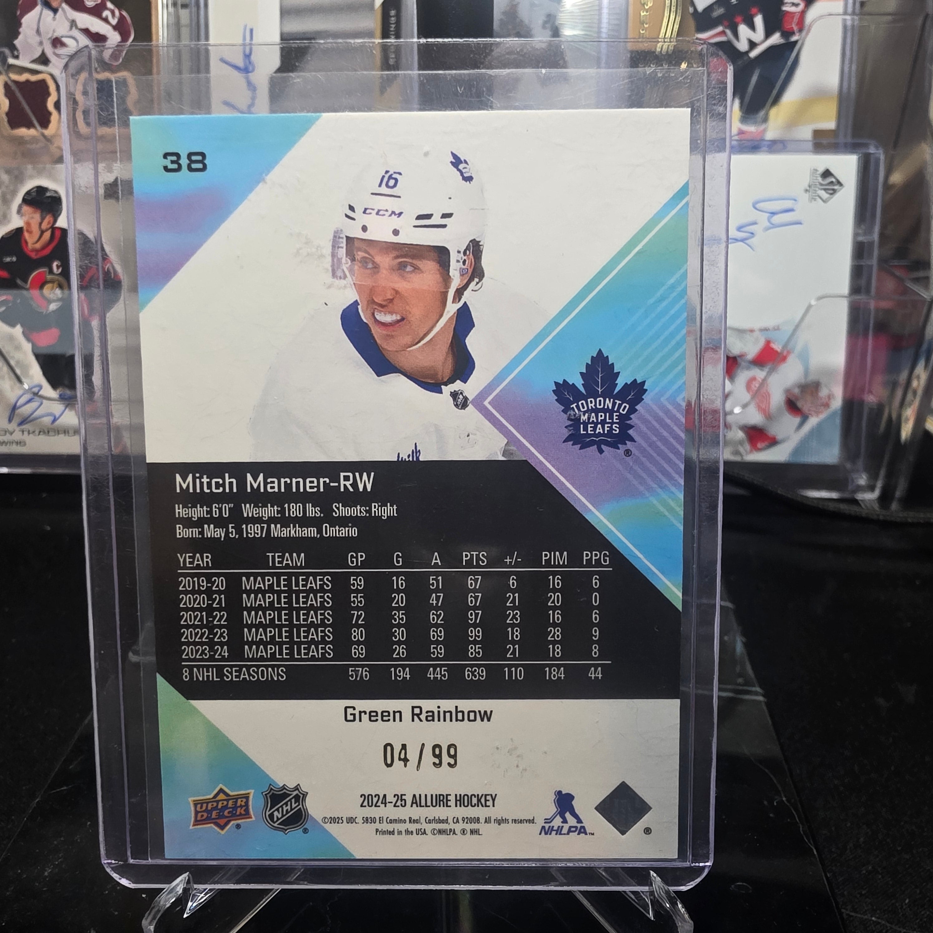 2024-25 Upper Deck Allure Green Rainbow 38 Mitch Marner Toronto Maple Leafs 04/99