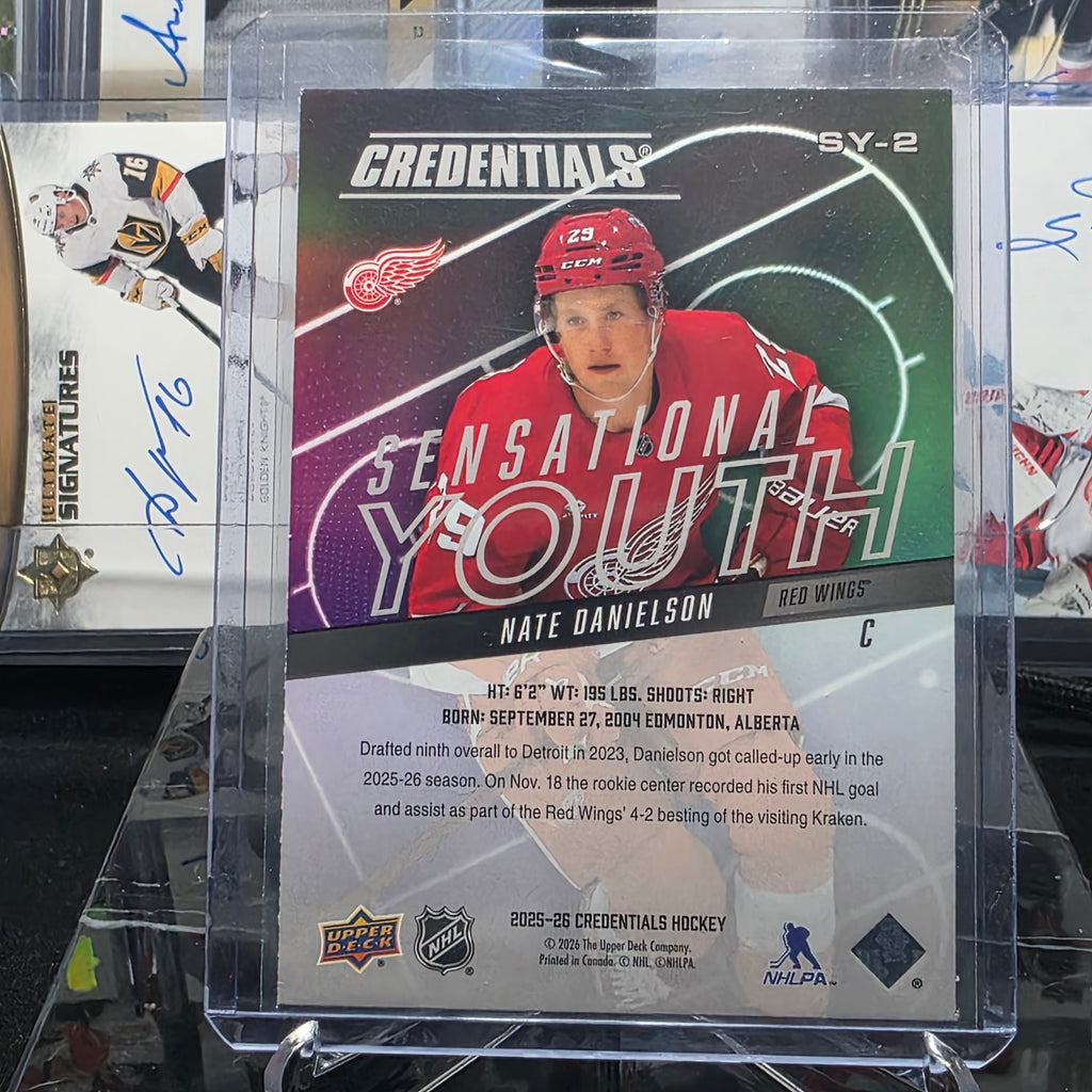 2025-26 Upper Deck Credentials Nate Danielson Sensational Youth #SY-2 (Detroit Red Wings)