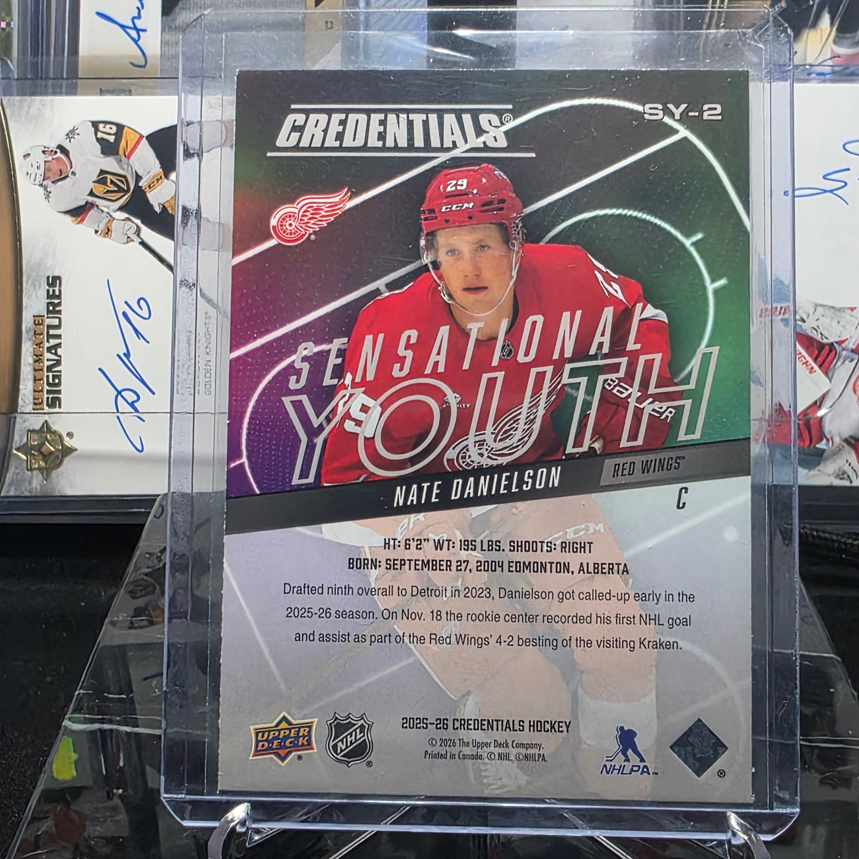 2025-26 Upper Deck Credentials Nate Danielson Sensational Youth #SY-2 (Detroit Red Wings)