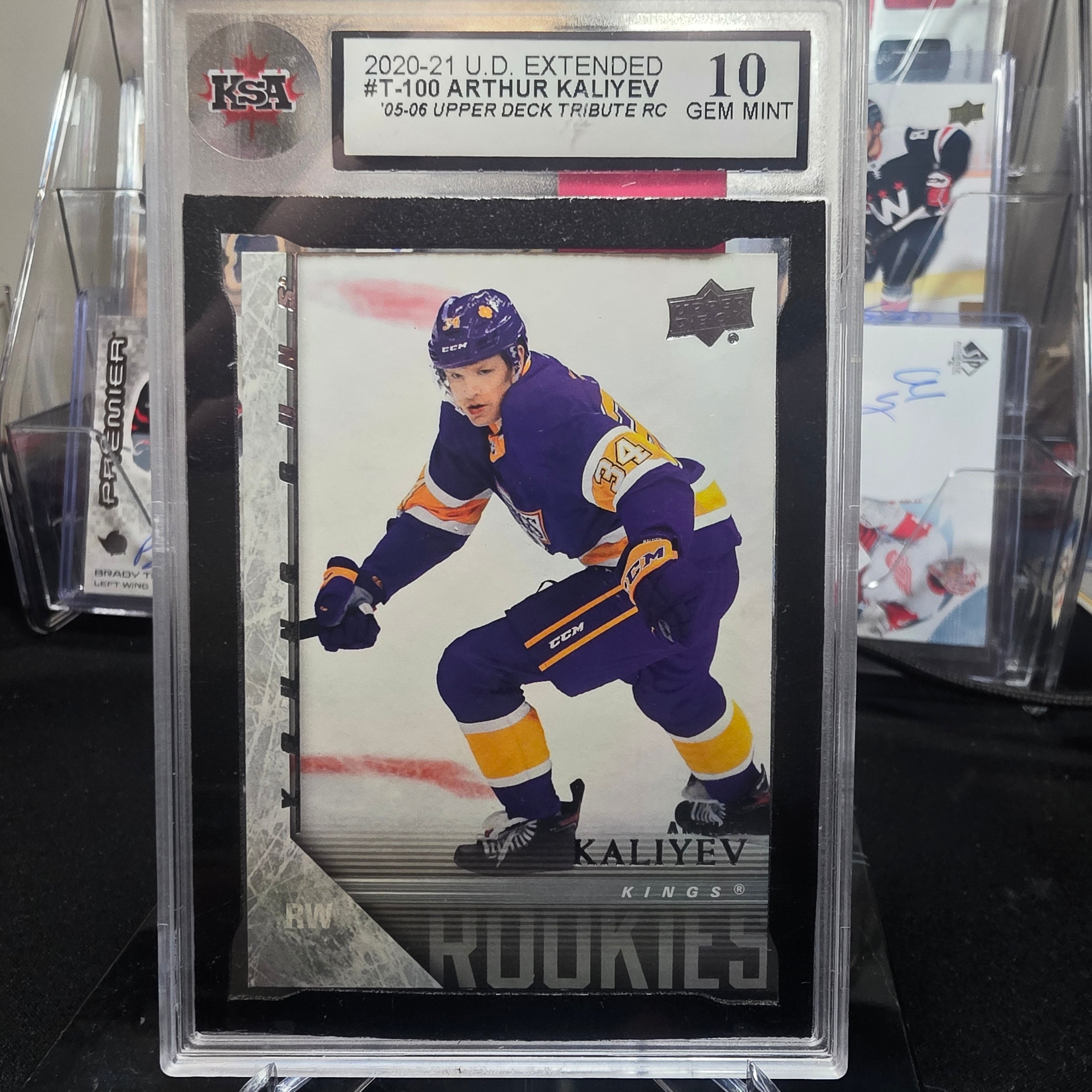 2020-21 Upper Deck Extended T-100 Arthur Kaliyev '05-06 Upper Deck Tribute RC Los Angeles Kings KSA 10