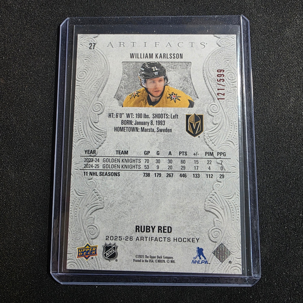 2025-26 Upper Deck Artifacts Ruby Red #27 William Karlsson 121/599 Vegas Golden Knights