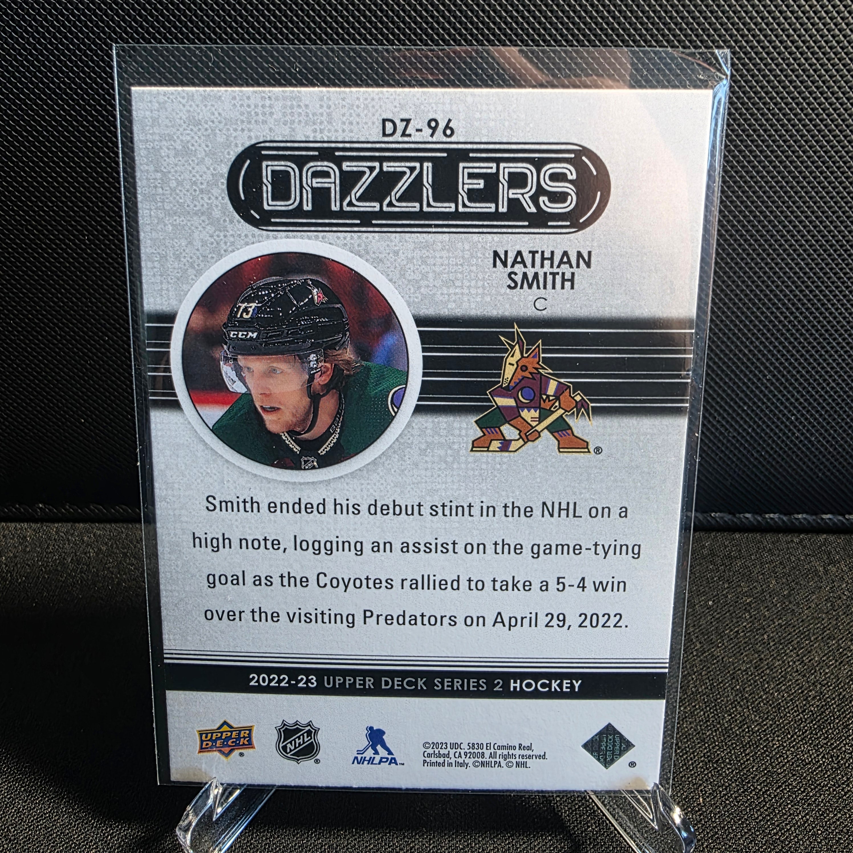 2022-23 Upper Deck Series 2 Dazzlers Blue DZ-96 Nathan Smith Arizona Coyotes