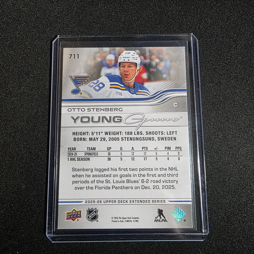 2025-26 Upper Deck Extended Series Young Guns 711 Otto Stenberg St. Louis Blues