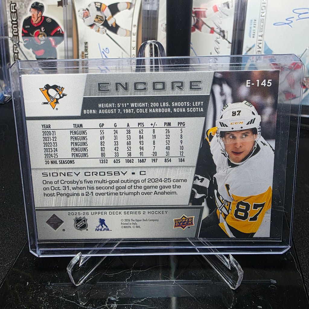 2025-26 Upper Deck Series 2 Sidney Crosby #E-145 Encore Pittsburgh Penguins