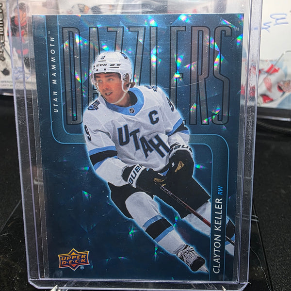 2025-26 Upper Deck Extended Series Clayton Keller #DZ-112 Dazzlers Blue Utah Mammoth