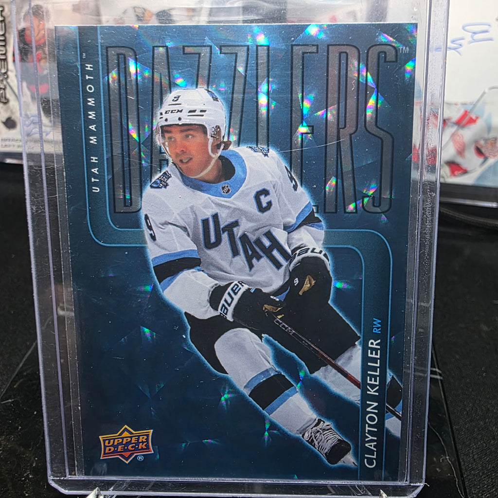 2025-26 Upper Deck Extended Series Clayton Keller #DZ-112 Dazzlers Blue Utah Mammoth