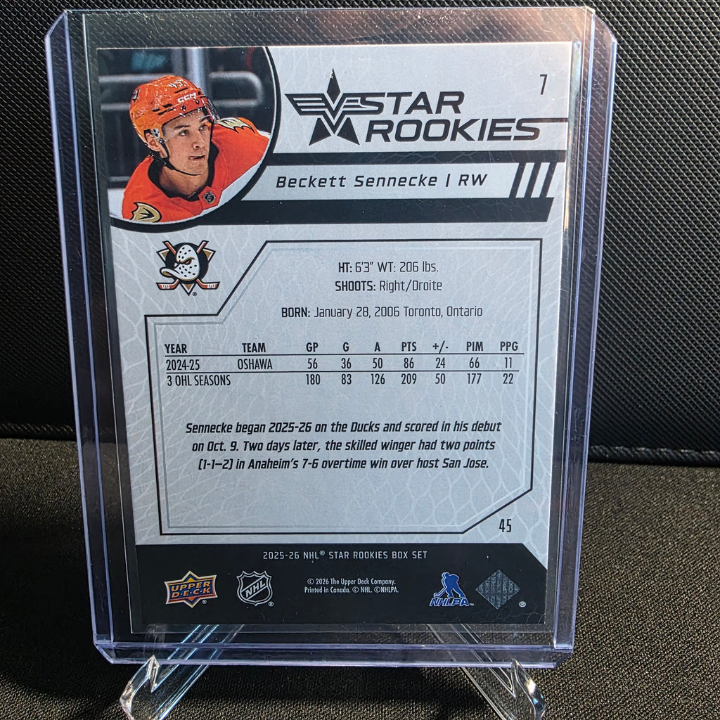 2025-26 Upper Deck Star Rookies Box Set 7 Beckett Sennecke Anaheim Ducks