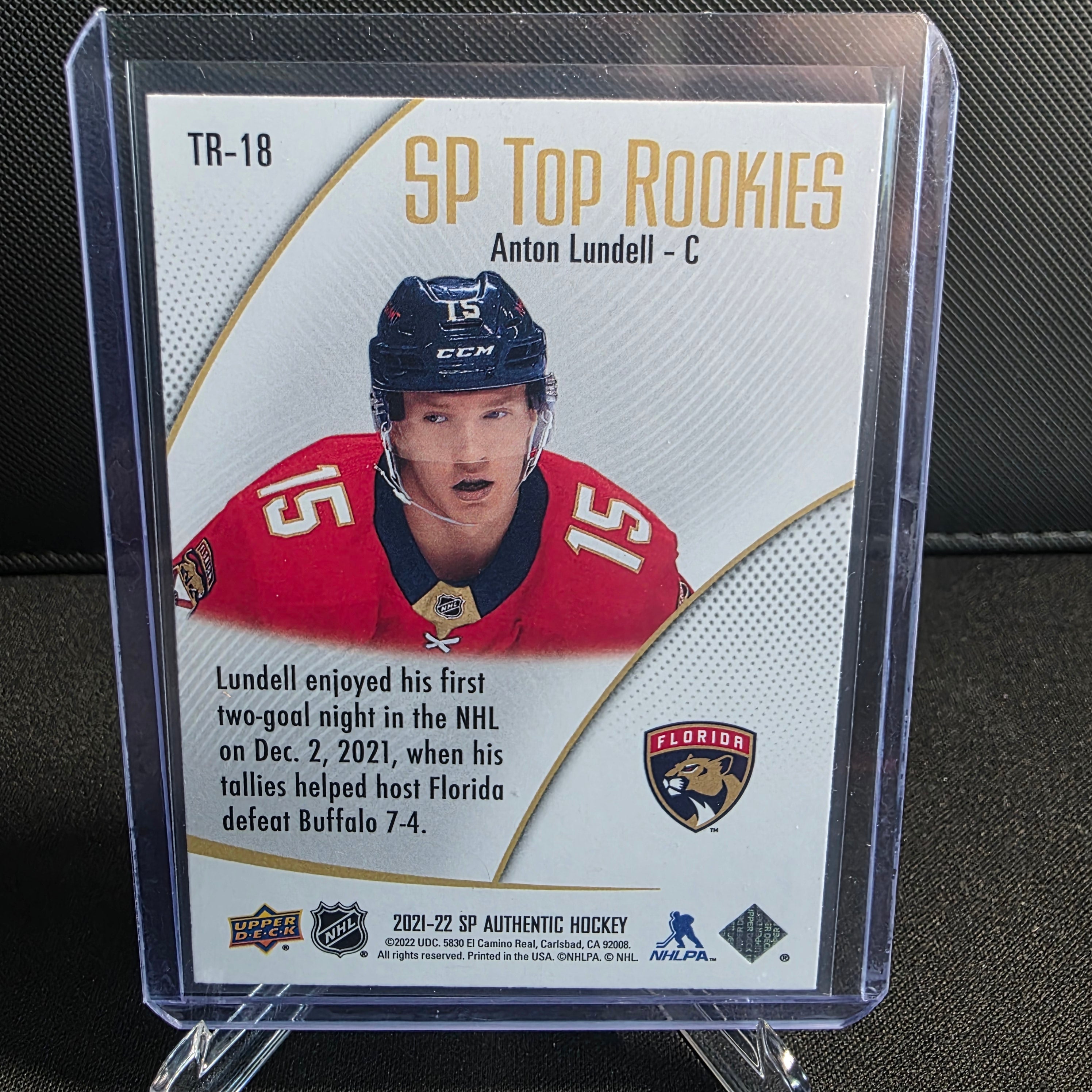 2021-22 SP Authentic SP Top Rookies TR-18 Anton Lundell Florida Panthers