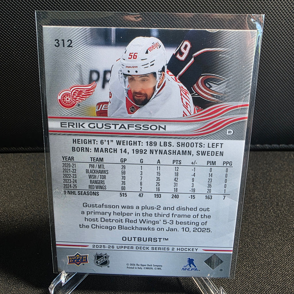 2025-26 Upper Deck Series 2 Outburst 312 Erik Gustafsson Detroit Red Wings