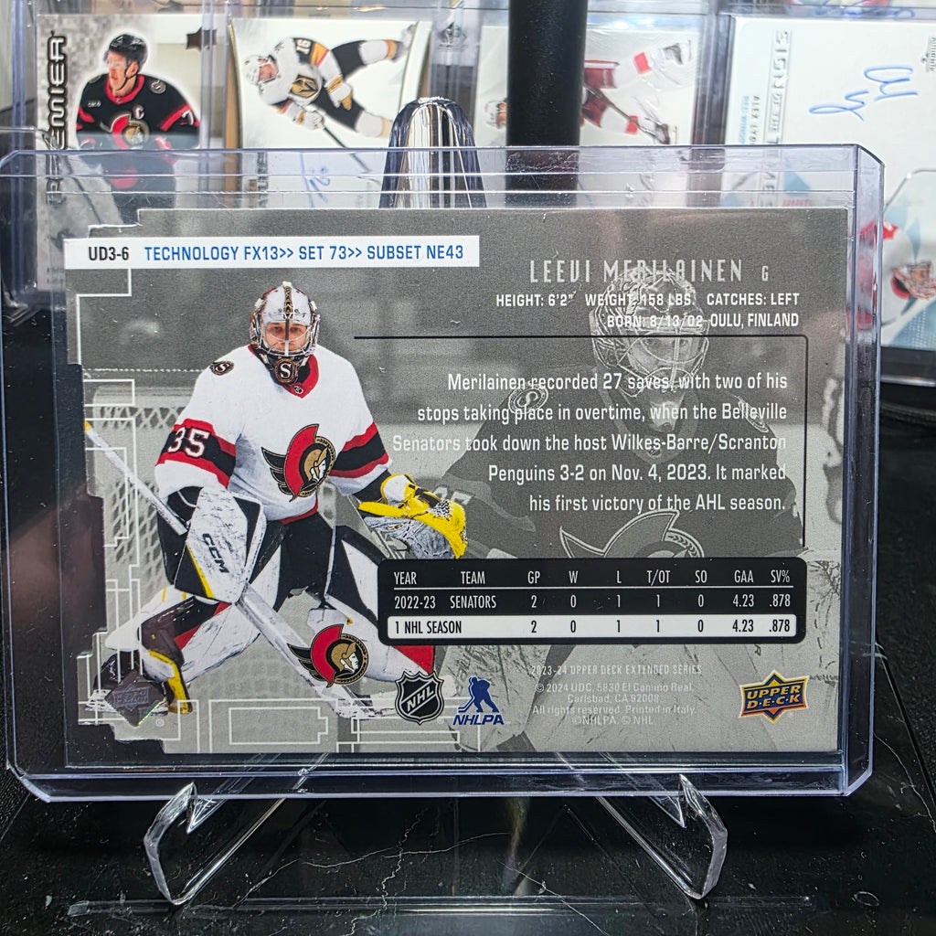 2023-24 Upper Deck Extended Series UD3 Technology UD3-6 Leevi Merilainen Ottawa Senators