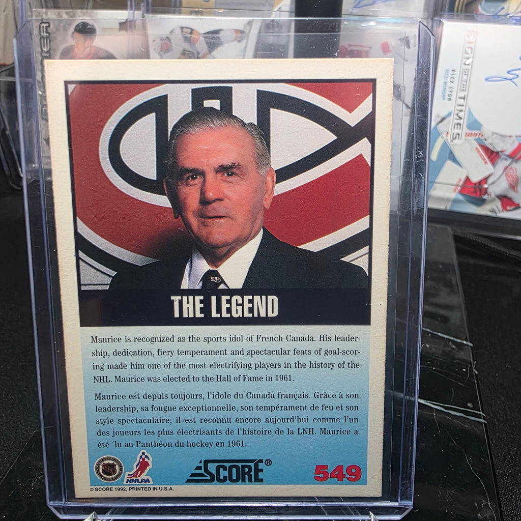 1992-93 Score 549 The Legend Maurice Richard Montreal Canadiens