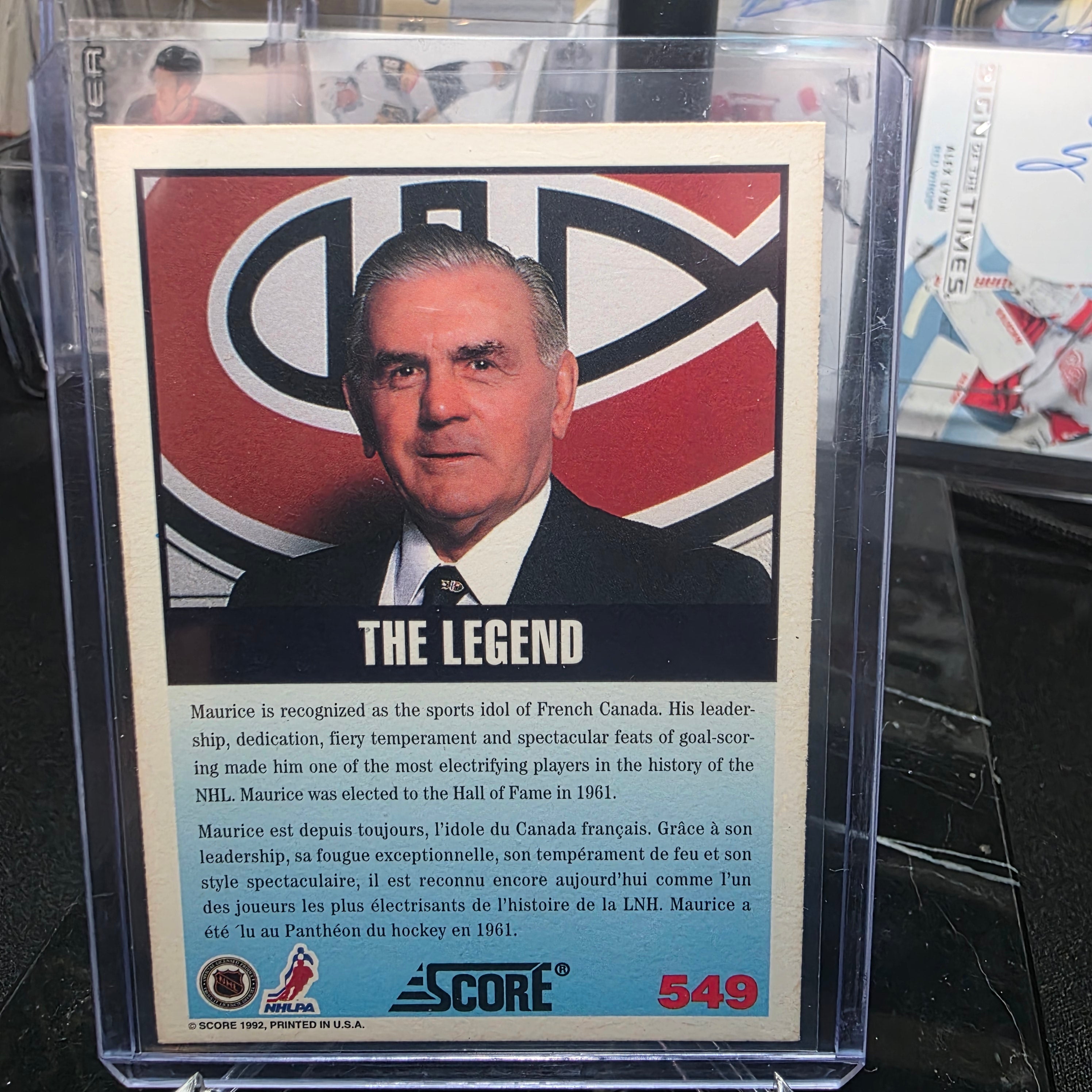 1992-93 Score 549 The Legend Maurice Richard Montreal Canadiens